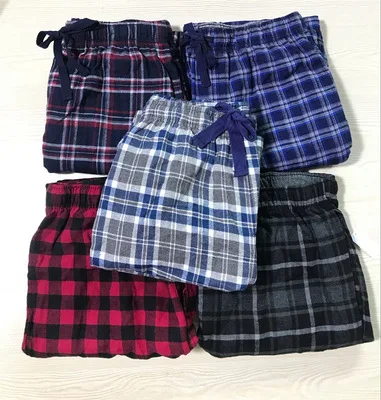 

Custom Men's Cotton Flannel Plaid Pajama Pant Bottom Lounge Sleepwear with Pockets