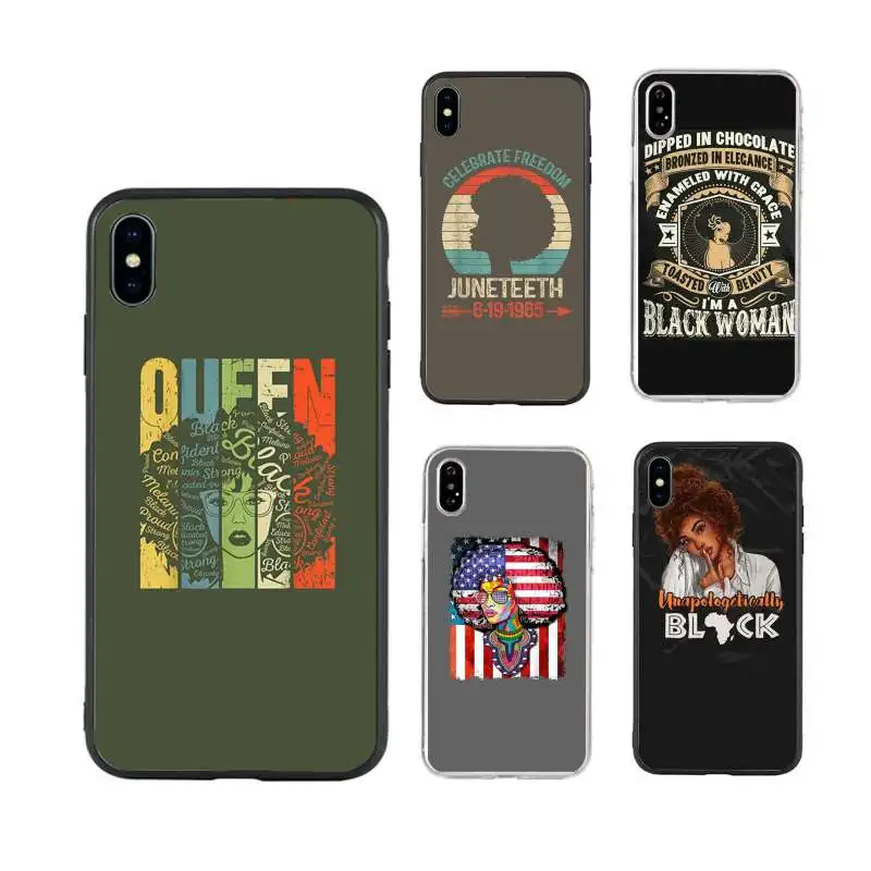 

Black girl phone case Melanin Poppin Black woman queen for iphone 11 case 6 6s 6SP 7 8 8S plus X XR XS max TPU cases