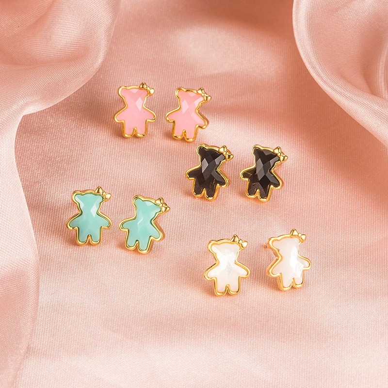 

Fashion original gold color zircon gold color earrings sterling silver 925 earrings naughty bear earrings ladies bear jewelry, Gold silver