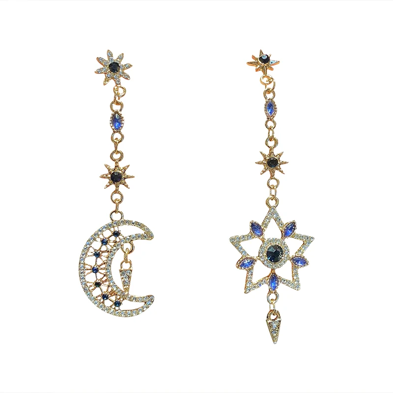 

moon star shape crystal earrings geometric jewelry