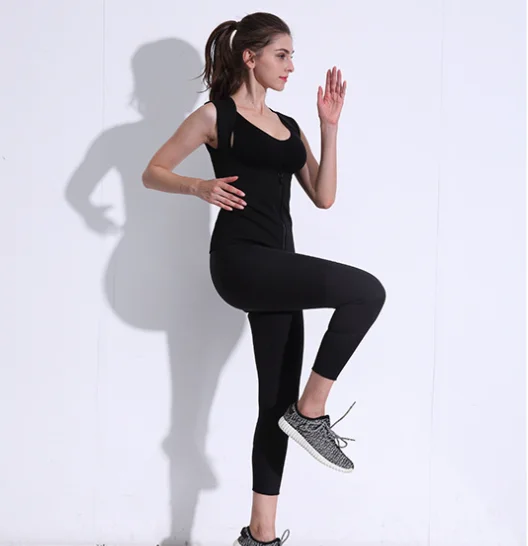 

Wholesale Women Workout Sweat Shaper Fat Burning Gym Training Clothing Tank Top Neoprene Weight Loss Sauna Suit, Black
