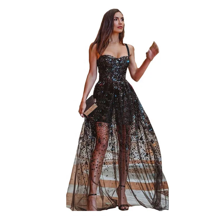 

China Manufacturer Wholesale Hot Women Sexy See Through Sheer Beading Long Maxi Party Dresses, Black, pink or custom