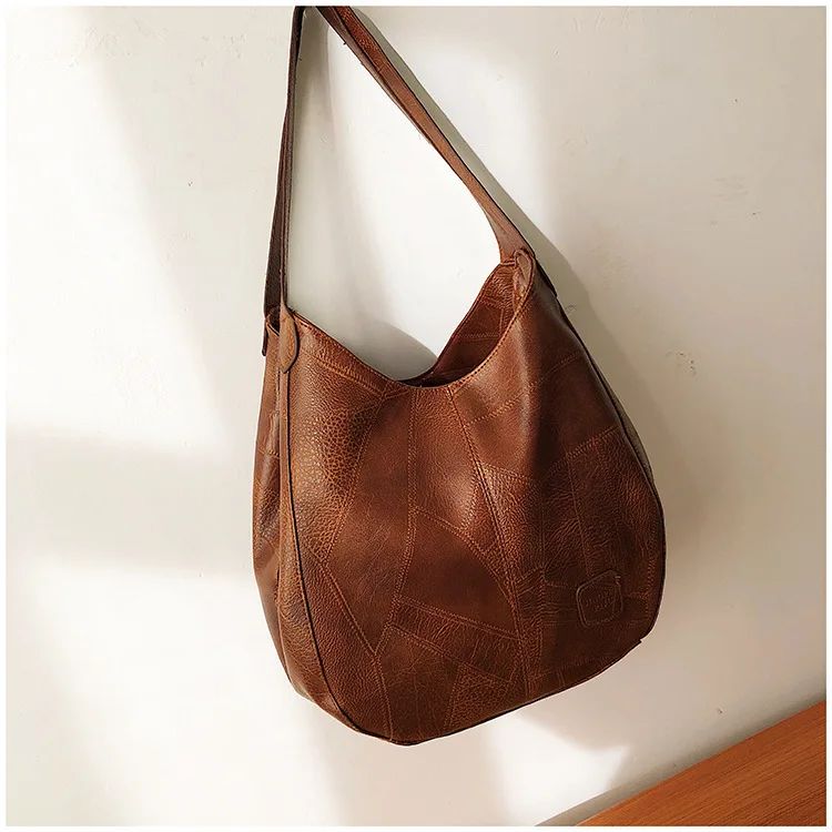 

Vintage Hobo Soft Pu Leather Women Shoulder Bags Large Capcaity Ladies Hand Bag Trendy Female Dumpling Bag