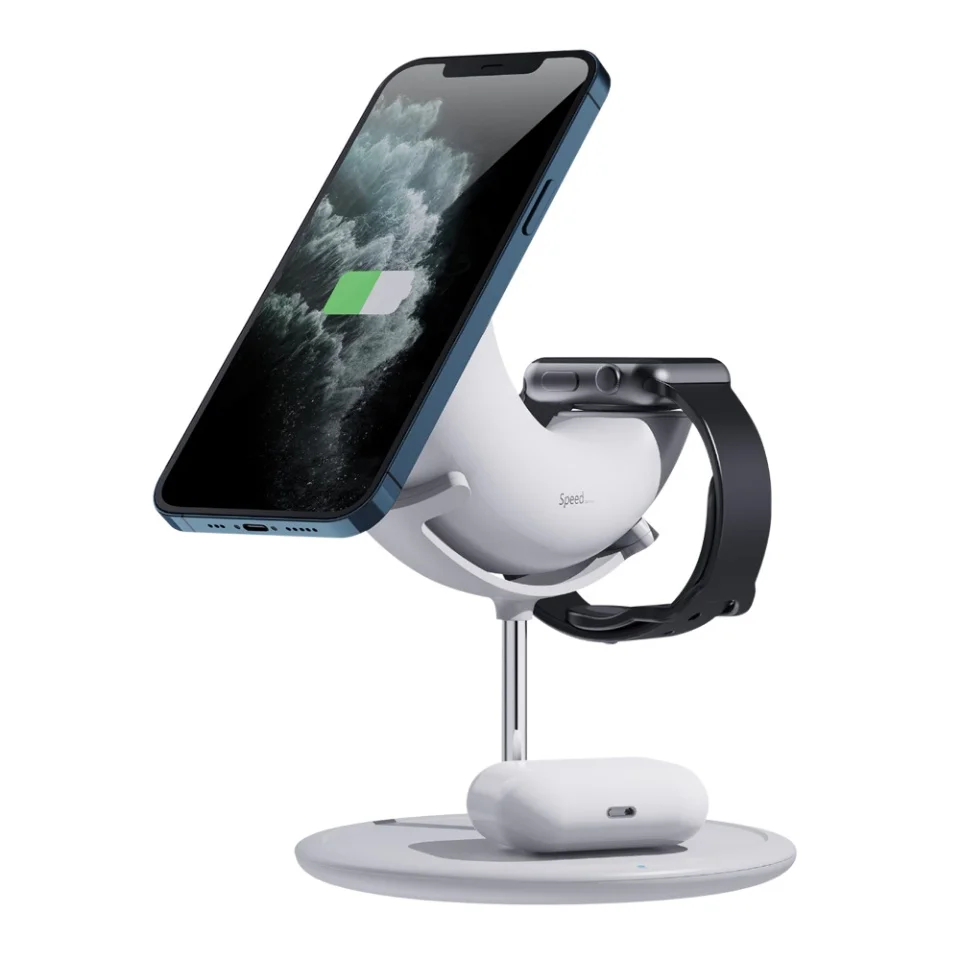 

Settpower Z6 2021 latest design 3 in 1 15w fast wireless charger all in one fashionable design Top selling