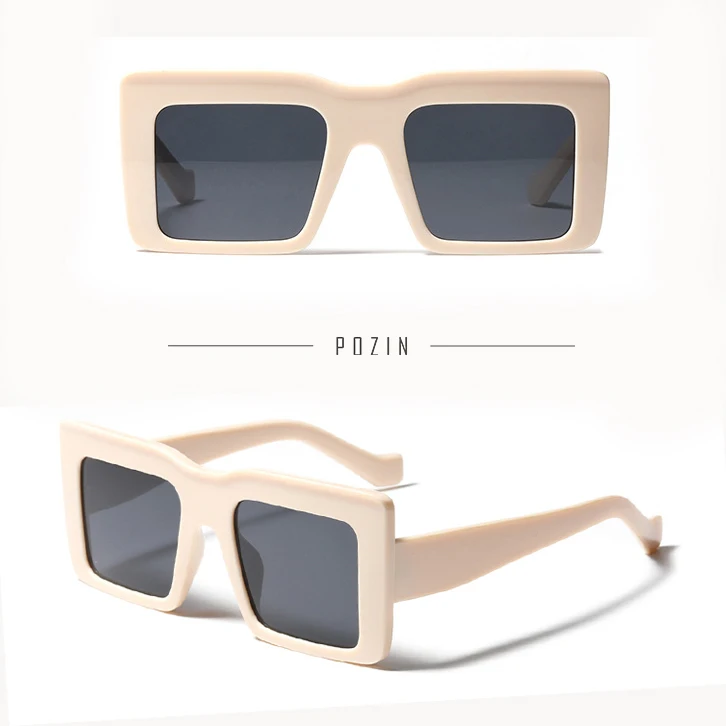 

top quality oversize square ice cream white milk color plastic maid sunglasses for woman