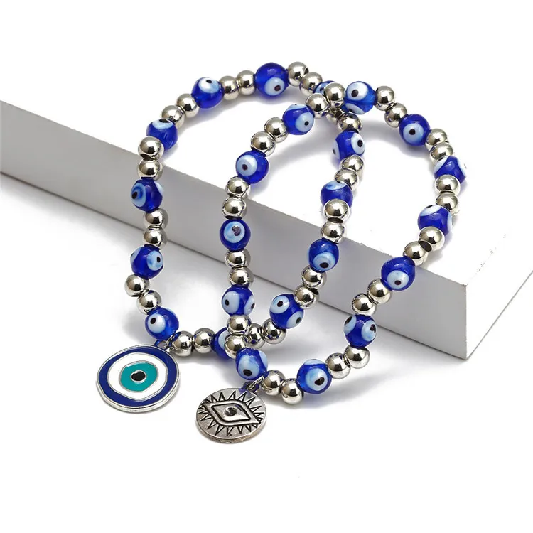 

2021 New European And American New Arrival Blue Eyes Demon Eye Beaded Bracelet Hand-Woven Bracelet, Picture shows