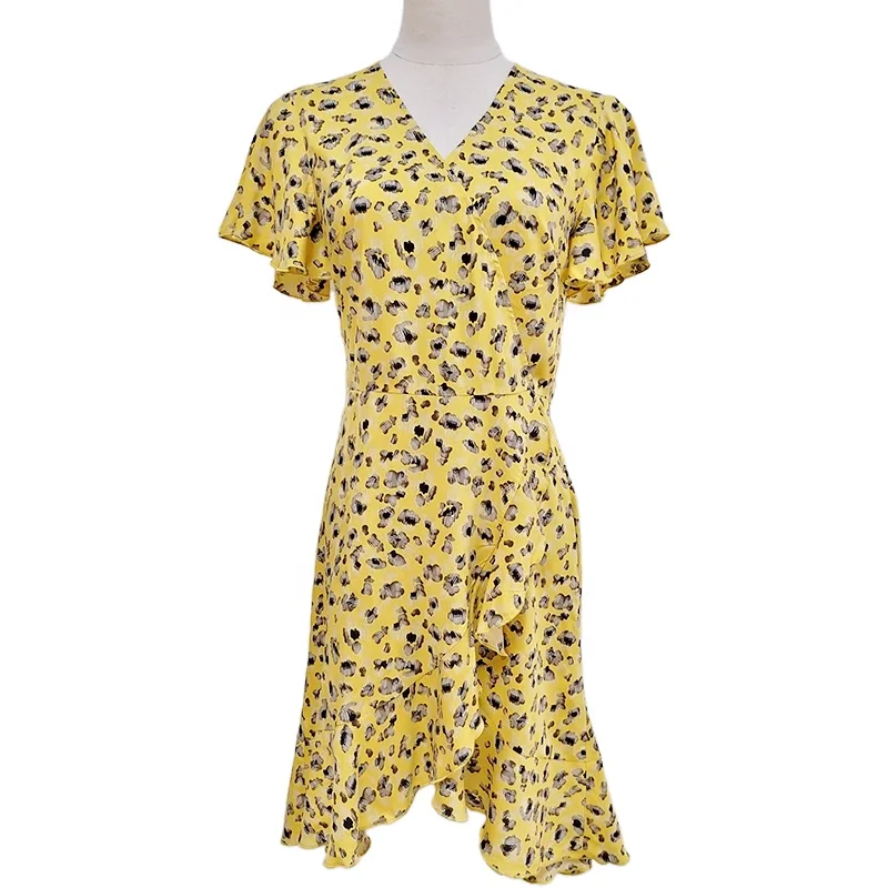 

Amzn AE fb eb tiktok oem 2019 Women's Summer Short Sleeve Dresses Floral Print V Neck Boho Beach Plus Size Dresses, Customized color