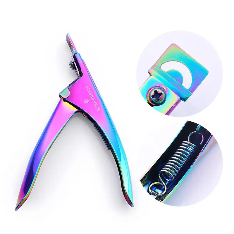 

BORN PRETTY 1 Pc Colorful Stainless Steel False Tips Edge Cutter Cuticle Nail Nipper Clipper Nail Art Tool