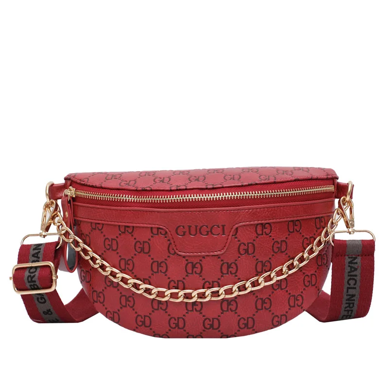 

Korean version fashionable women's bag New Character wide shoulder strap PU chest bag