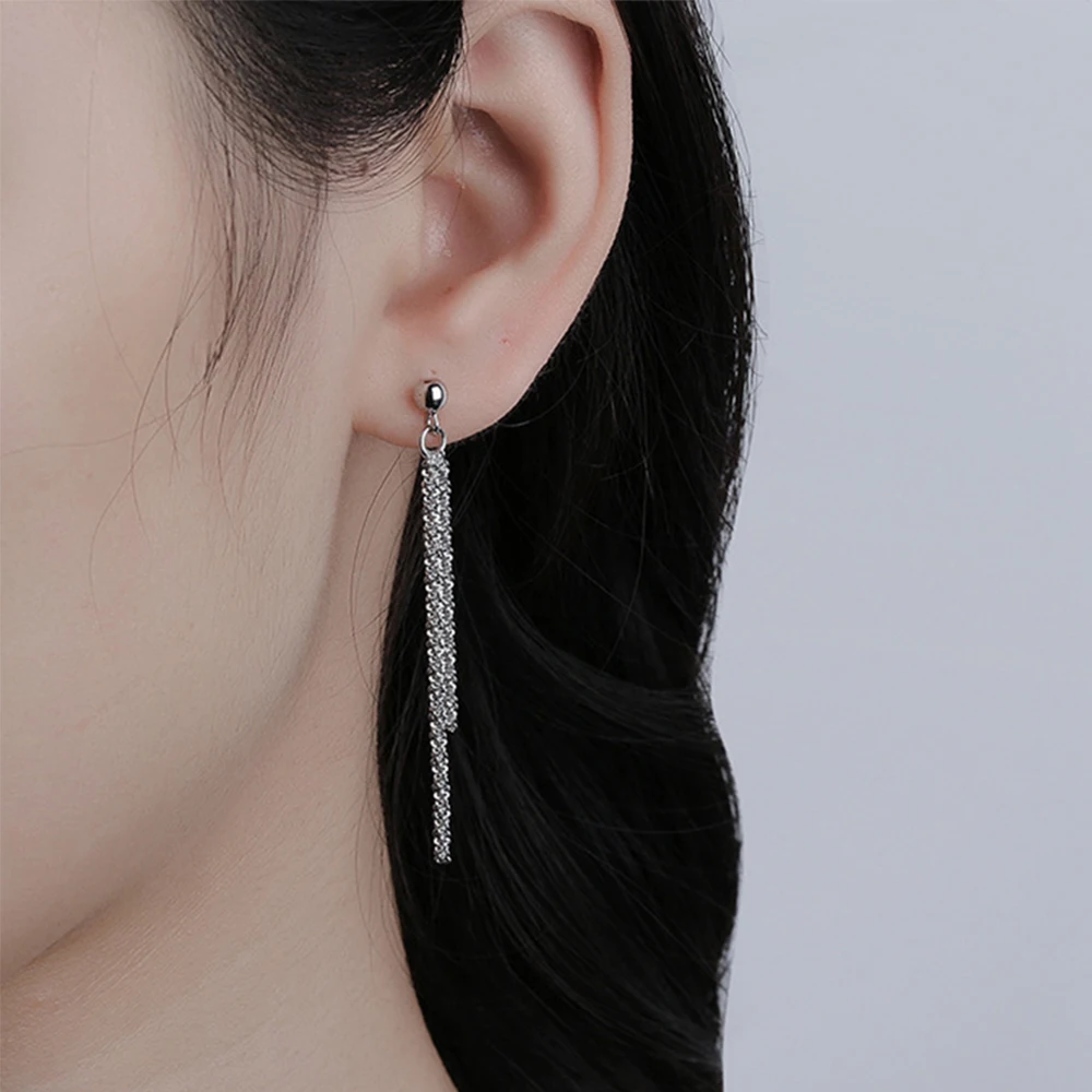 

Fashion Jewelry Stainless Titanium Steel 14K Gold Plated Threader Earrings Cauliflower Long Chain Ear Studs Earrings
