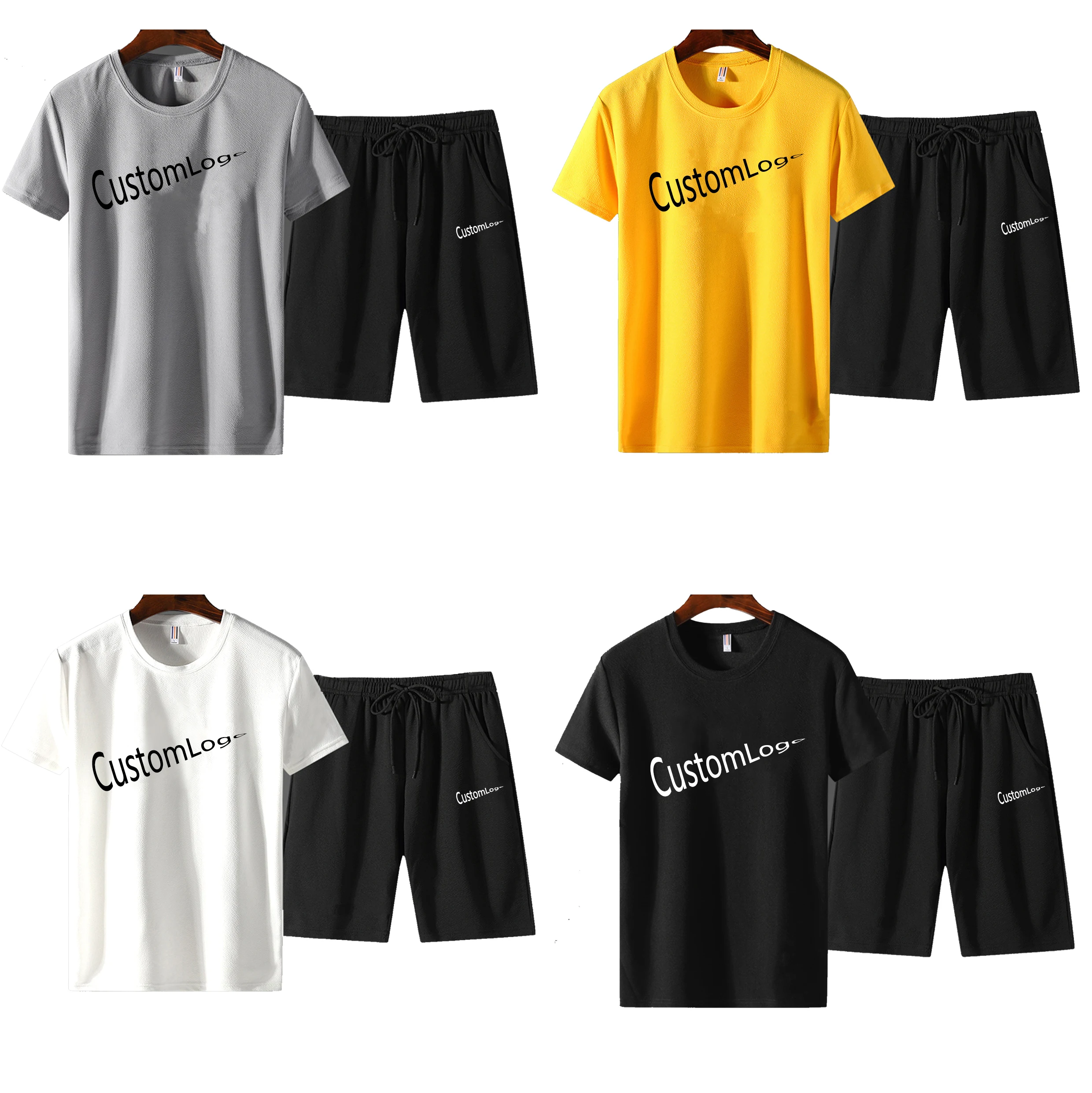 

Wholesale Tracksuit New Men's Summer Short Set OEM Men's Colorblock Design Short Sleeve Tracksuit Custom Suits