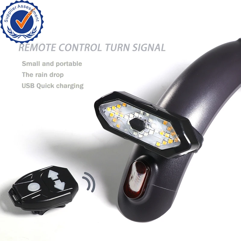 

5 Modes Wireless Remote Control Turn Signal USB LED Back Light for Electric Scooter/ Bicycle Taillight, Black