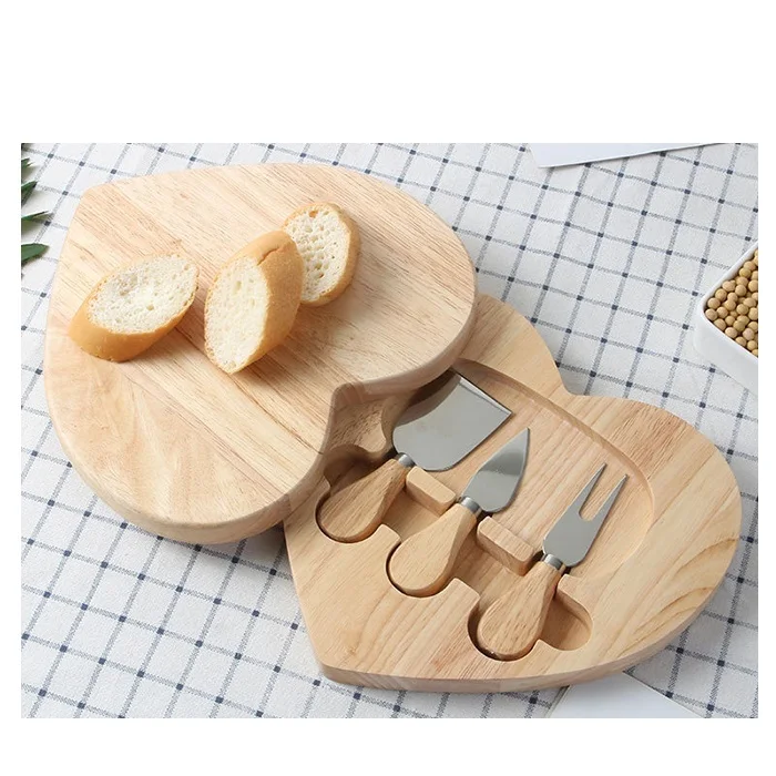 

Valentines day gifts tabla de quesos Plateau fromage cheese cutting board knife set bamboo cheese board set with cutlery, Natural