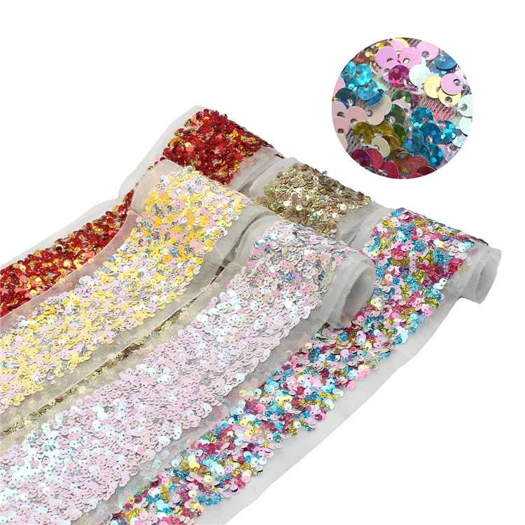 

Fashion Sequin ribon  Gradient color Sequin Ribbon 3 inch scatter sequin tape