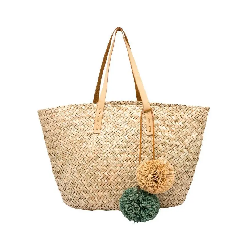 

Rattan Woven Straw Bag Oversized Natural Handmade Knitted Tote Straw Bags/