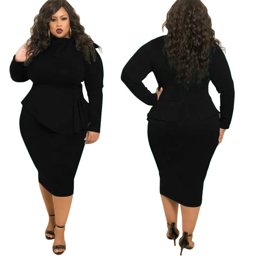 

D1053 Hot sale plus size bodycon dresses woman clothing winter 2020 solid long sleeve women dresses