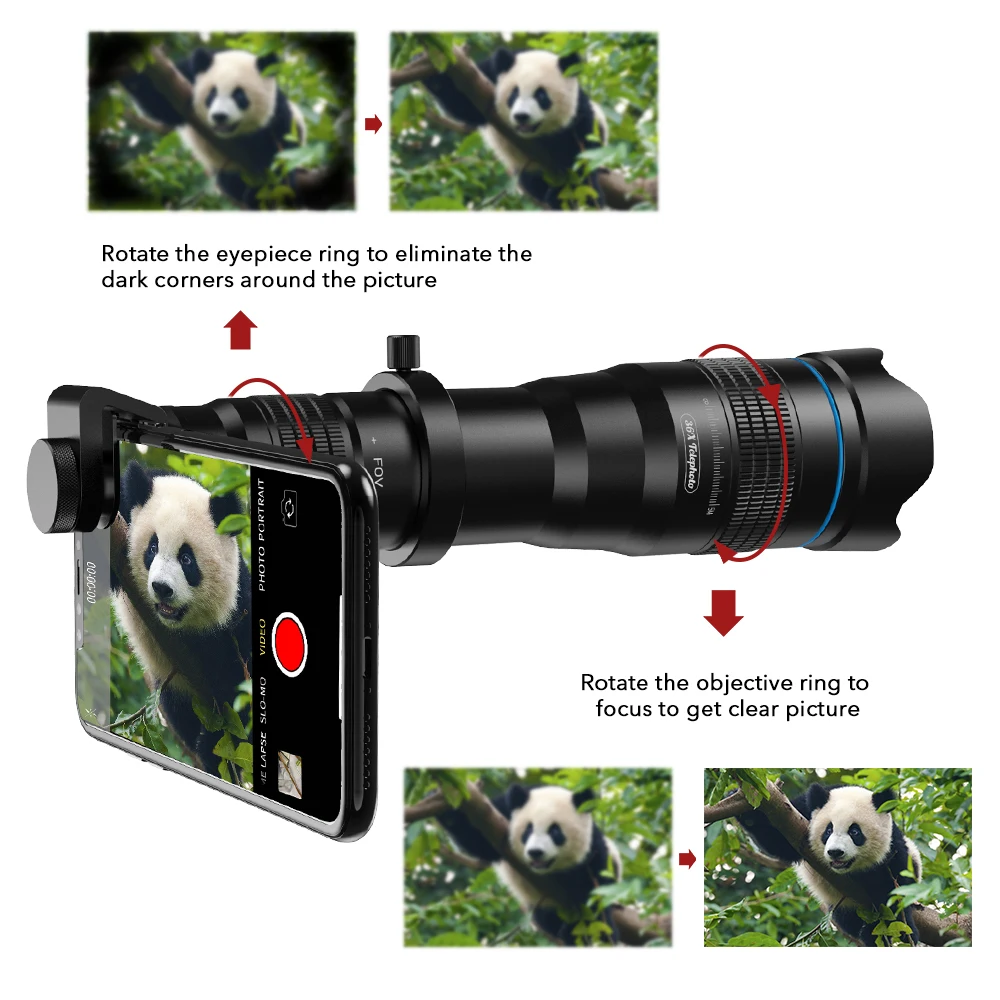 
Apexel Universal Monocular Zoom HD Optical Mobile 36X Telescope Lens External Camera Telephoto Lens for Android Phone 