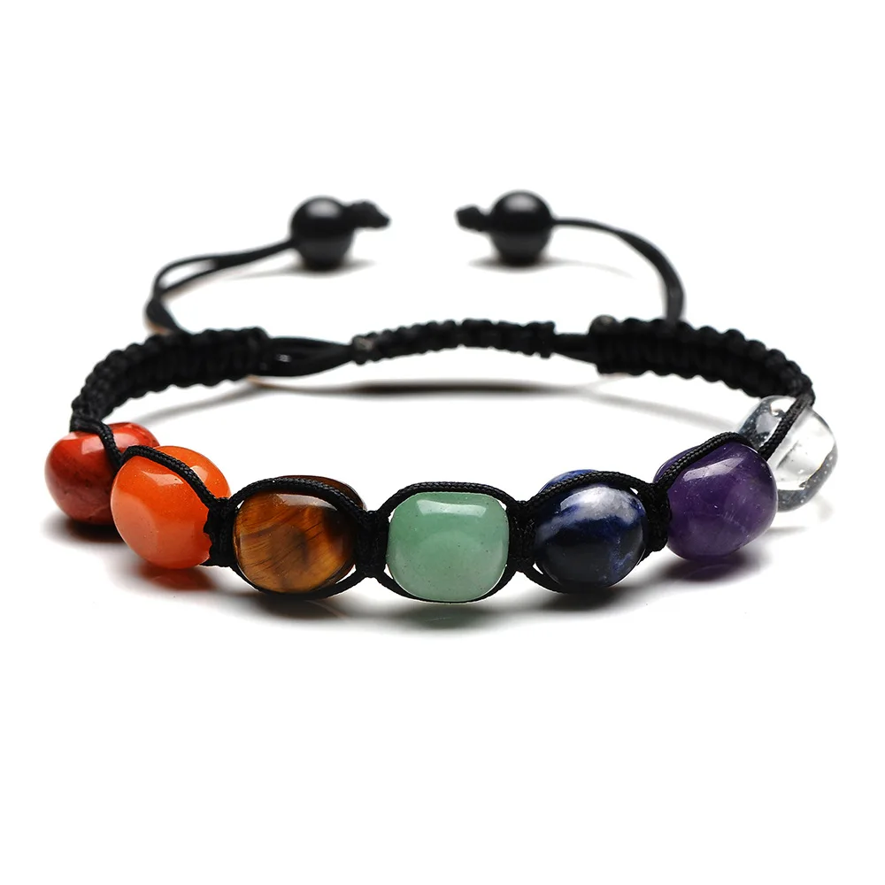 

Classic Chakra Lava Stone Beaded 7 Chakras  Black Rope Chain Bracelets for Women Men Rope Yoga Bracelet, Picture shows