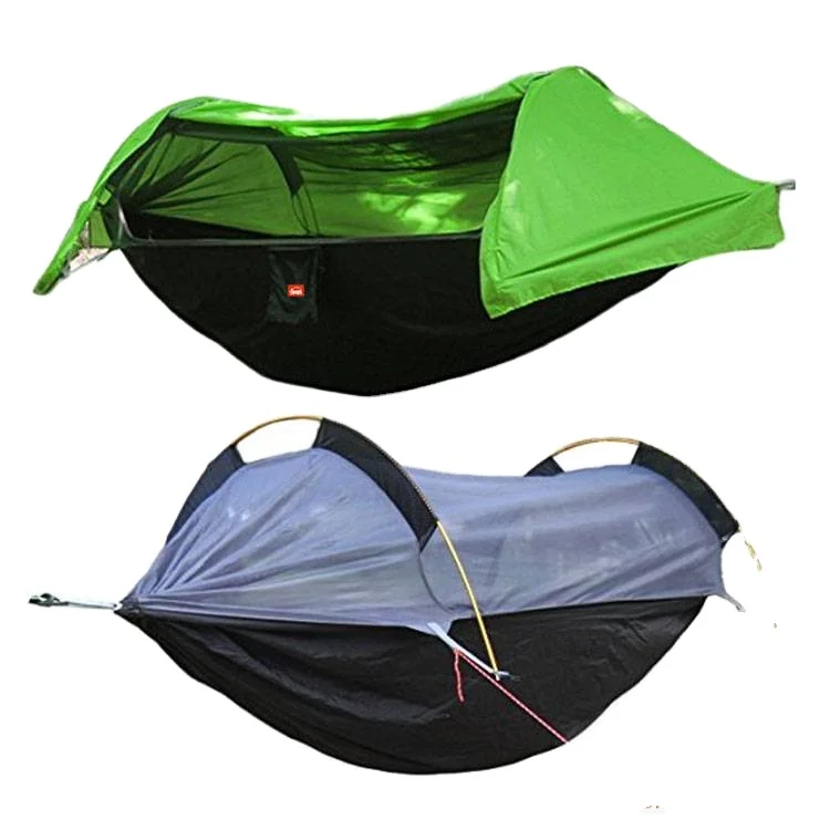 

Unique Patented Waterproof Outdoor Traveler Flying Tent Hammock Camping with Rain Tarp Cover, Army green , orange and customized.