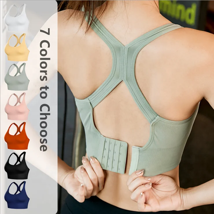 

Custom Wholesale New design Private Logo Breathable women yoga sports bra Soft Wear Fitness Bra Shirts, 7 colors