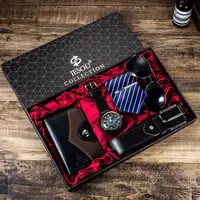 

RTS Men's Fashion Wristwatches Wallet Leather Blet Gift 6Pcs/Sets Luxury Sunglass Tie Best Gifts For Men Boyfriend