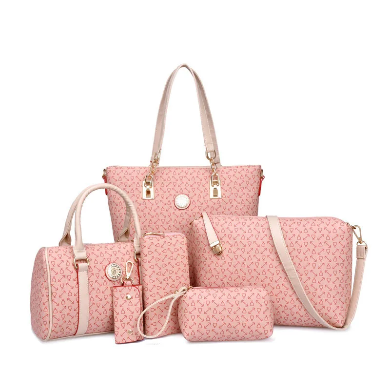 

6pcs Women's Bag Fishbone Pattern One-shoulder Diagonal Handbag