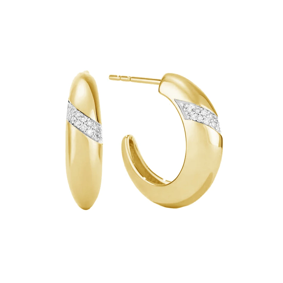 

Wholesale women jewelry 925 sterling silver jewelry 18k gold plated goop pave diamond dome hoops earrings