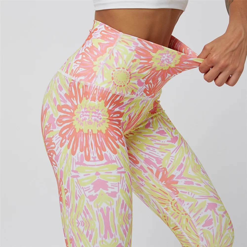 

2021 New High Waist Sports Leggings Printed Yoga Pants Women Sports Leggings, Customized colors