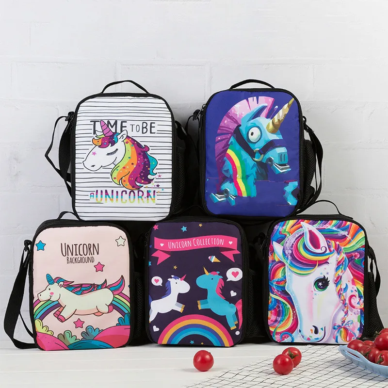 

unicorn kids insulated lunch bag, Black or customized color