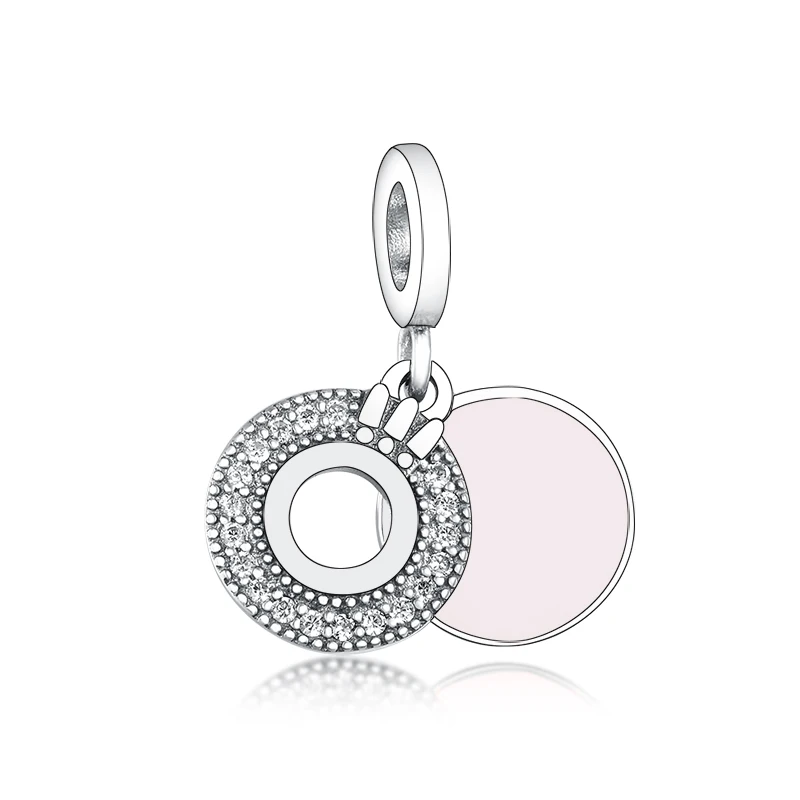 

Child's Birthday Gift 925 Sterling Silver Sparkling Pave Crown Dangle Beads Pink Enamel Charm Fit pandora Bracelet Jewelry