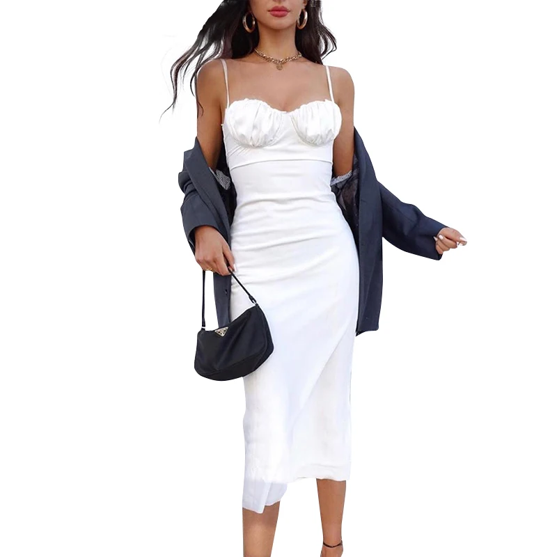 

Elegant women sexy dress lady strapless 2021 summer new club night party dresses for women, Solid