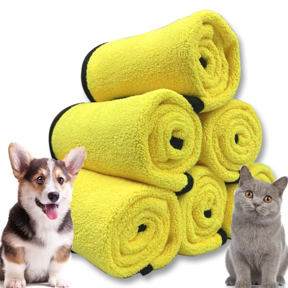 

Hot Selling Wholesale Quick Dry Pet Absorbent for Cat&Dog Pet Bath Towel Dog Towel Pet Towel, Yellow,blue,green