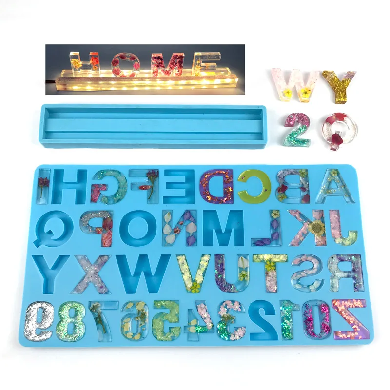 

6062 DIY crystal drop reverse letter mold Epoxy silicone backwards alphabet mold for Keychain Jewelry Pendant Letter Mold