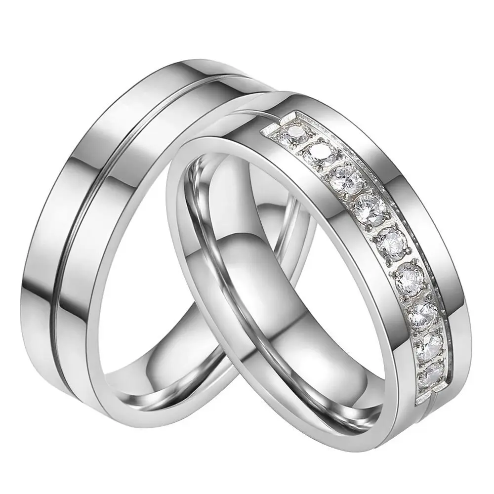 

wish Jewelry Wholesale Fashion Personality New Diamond Couple stainless Steel Ring