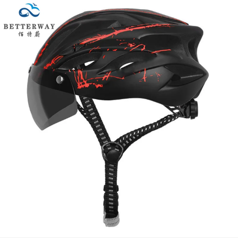 

Electric Bike Scooter Helmet Magnetic Suction Integrated Outdoor Safety Helmet with Mountain Bike, Black and white/red/blue,/green