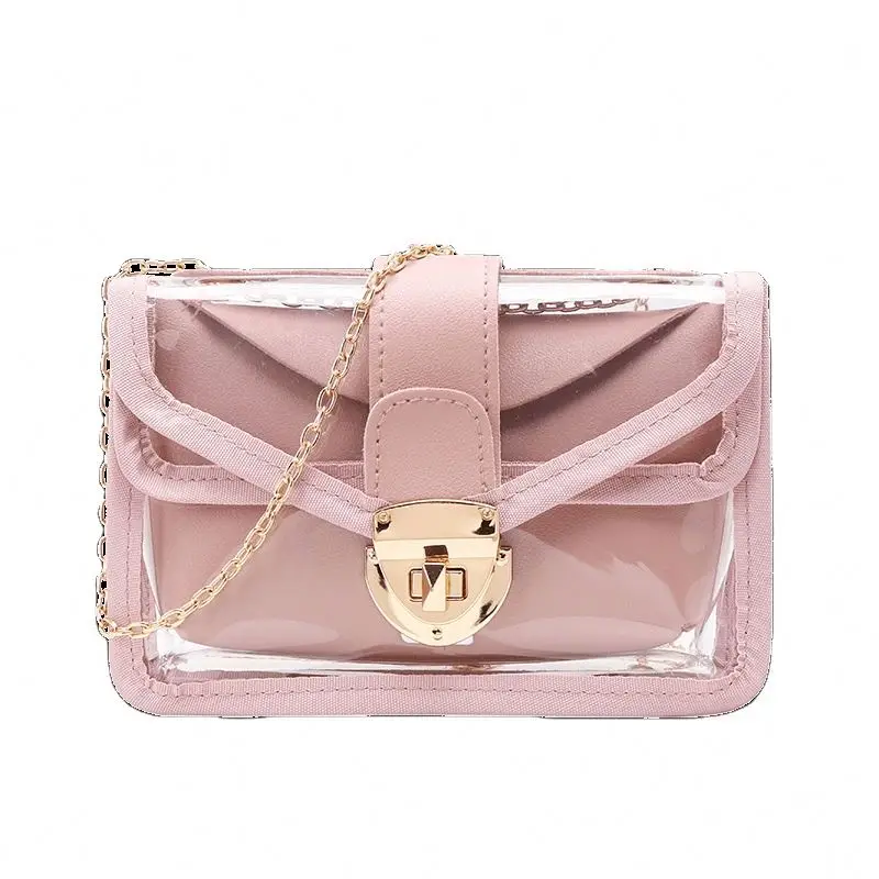

AIYIYANG simple pouch 2021 mini handbags Transparent fashion kids Chain purse pvc small jelly women messenger handbags
