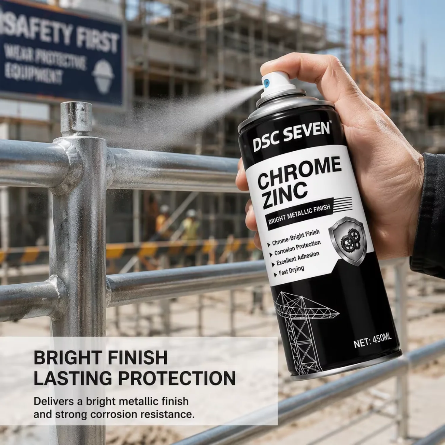 Professional Grade Acrylic Chrome Zinc Coating 400ml Aerosol Spray Paint Industrial Strength Rust Prevention Excellent Adhesion