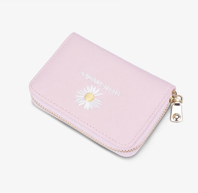

Wholesale Wallet short wholesale new fashion zipper solid color Organ daisy embroider wallet