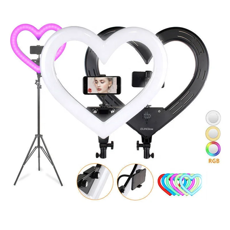 

Heart Shaped Makeup Ring Light with Tripod Stand Phone Selfie Vlog Live Broadcast Video Photography Lighting Tattoo Lamp
