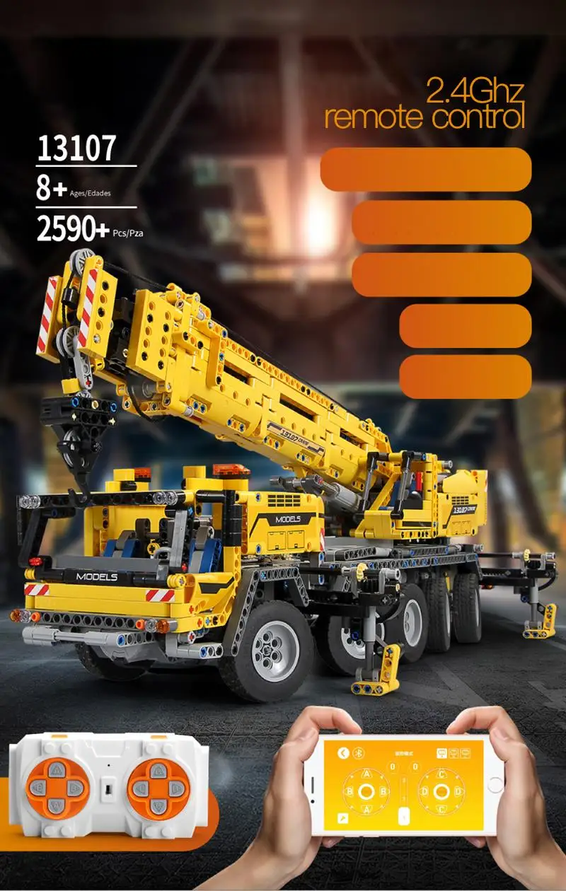 [Free Shipping] 2590pcs Motors Rough Terrain Crane Slegoingly Technic Gruas Best Gift