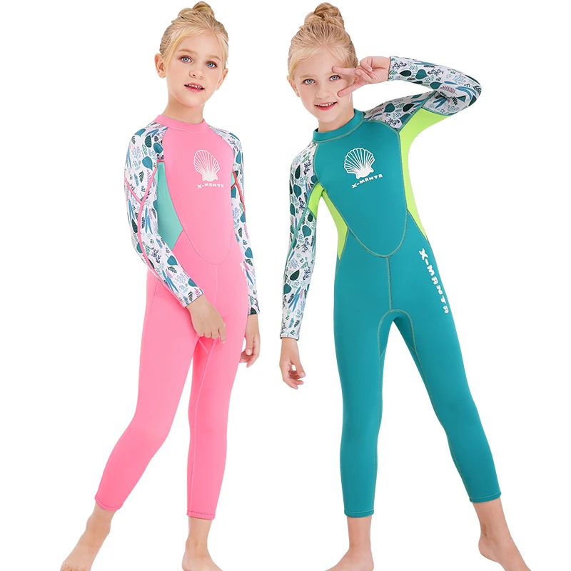 

Amazon Hot girl swimwear child swimwear top design uv wetsuit keep warm uv swimwear for kids