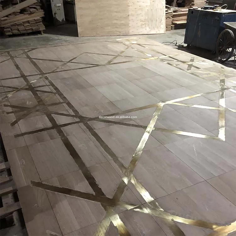 brass inlay oak flooring tiles custom