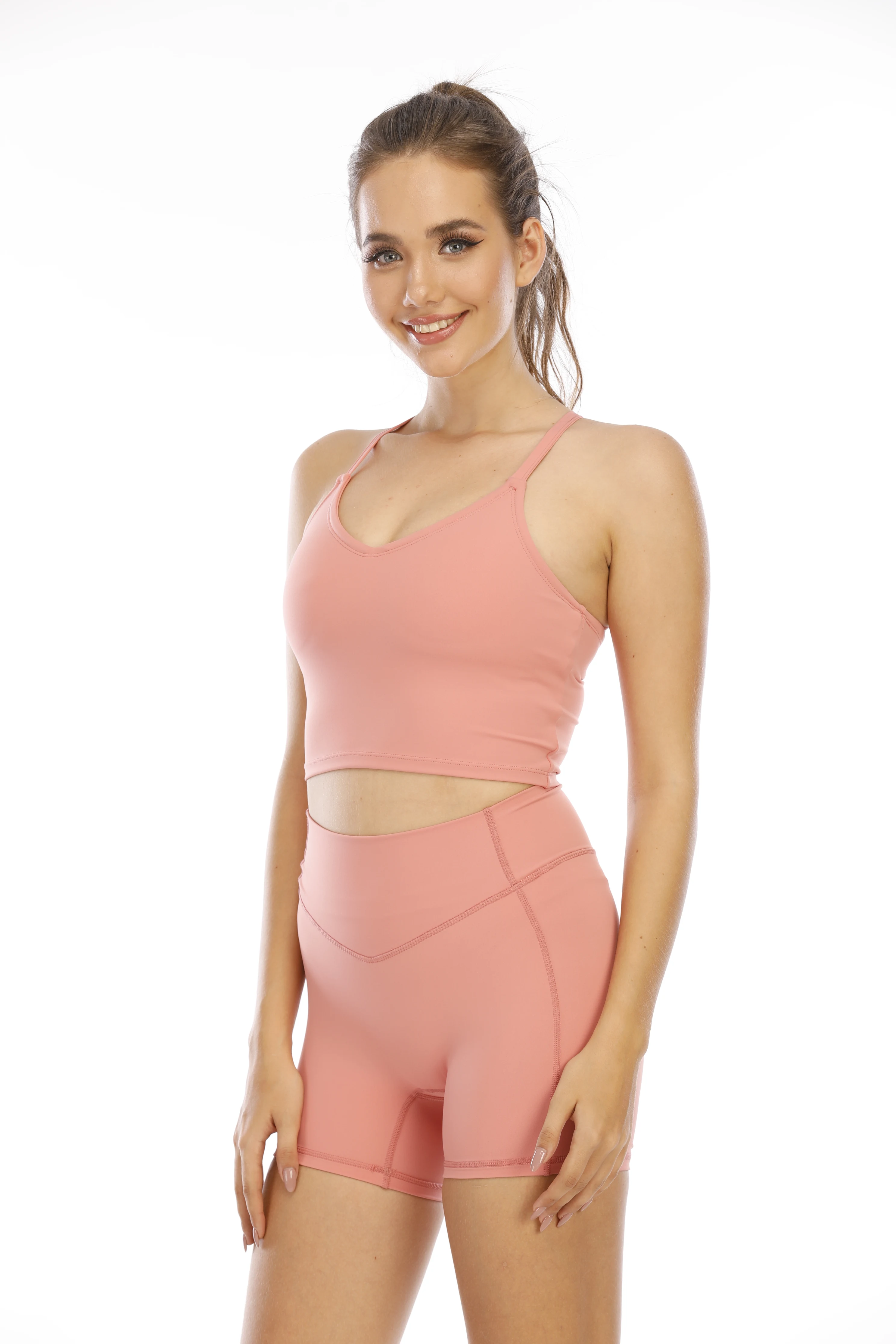 Nylon Spandex Sports Shorts Fitness Shorts High Waist Seamless Workout