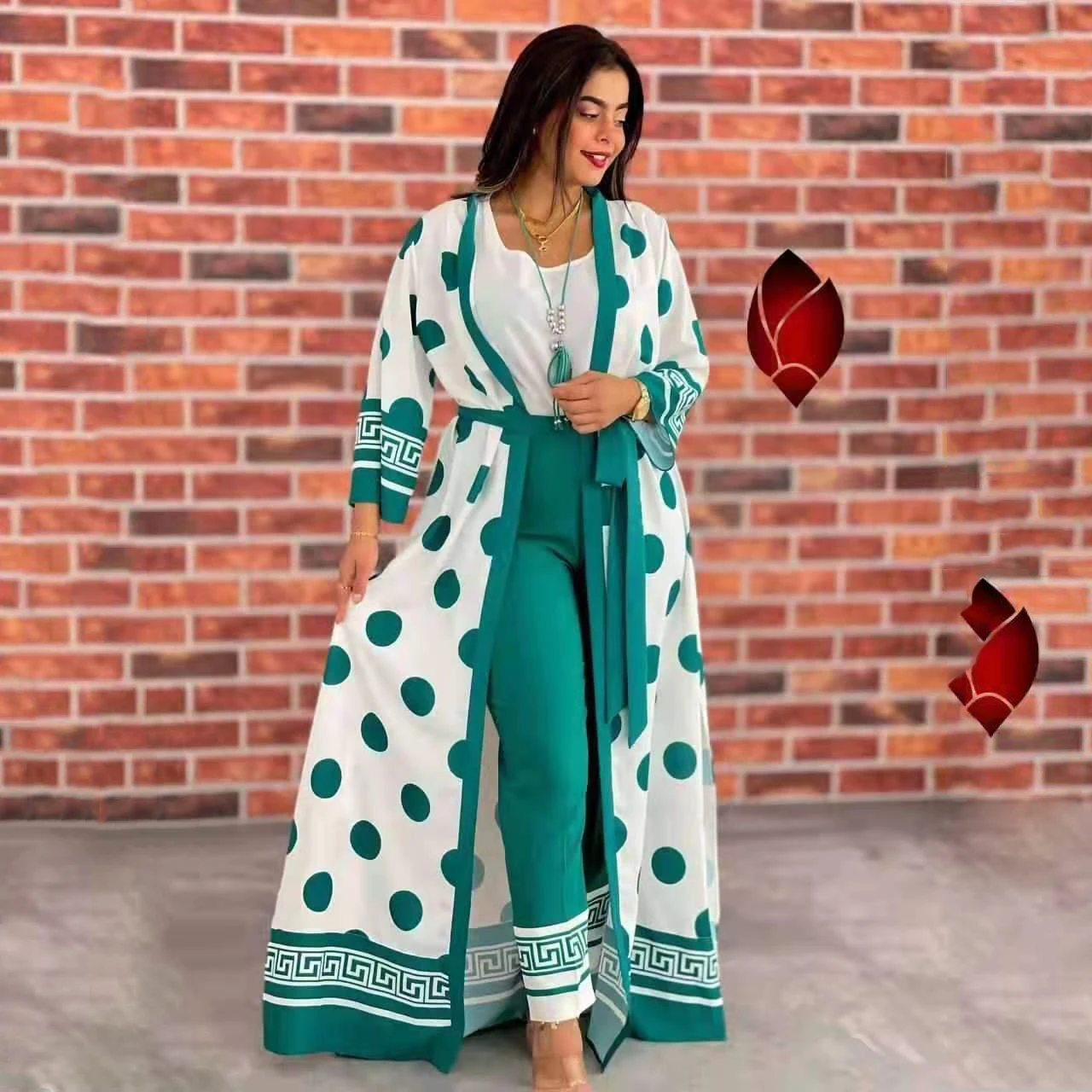 

Yibaoli African style 6 colors bulk clothing south africa cardigan and top and long pants 3 piece set