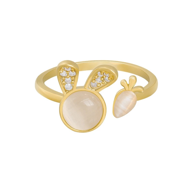 

Electroplating cat's eye rabbit opening Korean fashion index finger design cold wind simple ring tail ring