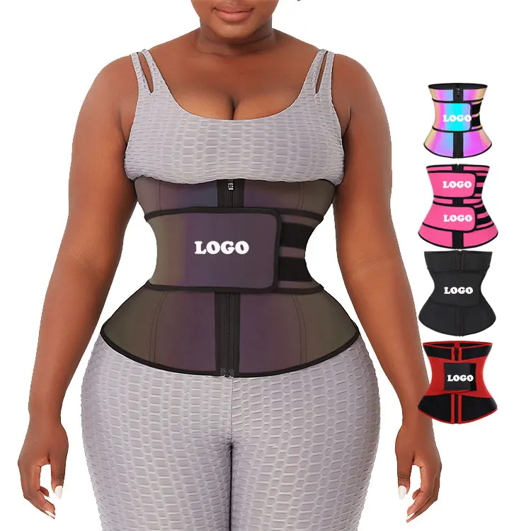 

custom logo fitness slimming reflective 7 steel bone plus size women latex slimming waist trainer