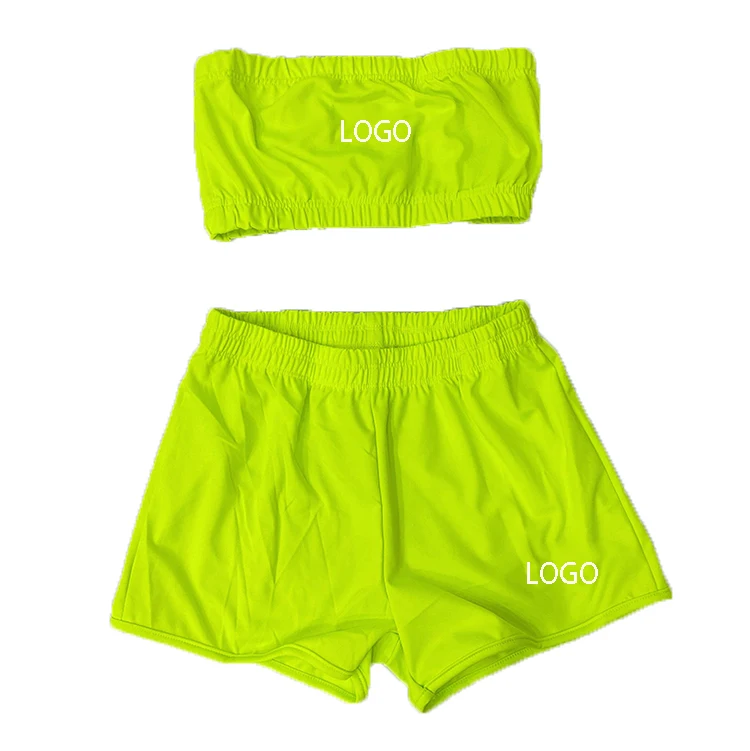 

2021Hot Women's Summer High Waisted Fitness Seamless Sweat Shorts 2 Piece Set Candy Biker Shorts Set Women Snack Shorts