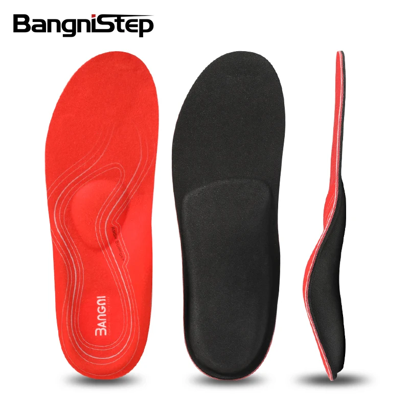 

Bangni Arch Support Flat Feet Plantar Fasciitis Orthopedic Shoe Pad Foot Orthotic Insoles, Customized red/black