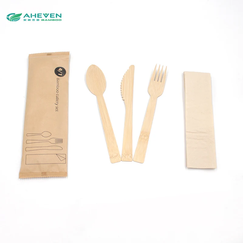 

Hot sale disposable Bamboo Cutlery Sets with Individual Package, Natural