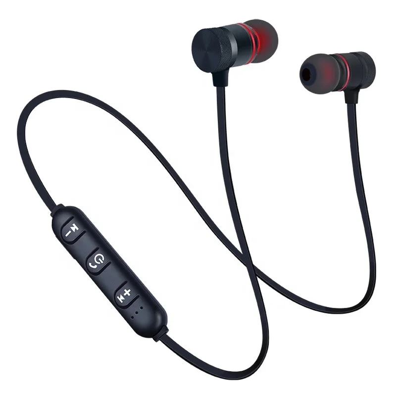

XT6 headset 001 Magnetic In-Ear Wireless BT V4.2 Earphones for smartphone headphone Magnet metal neck sport Earphone neckband, Black/red